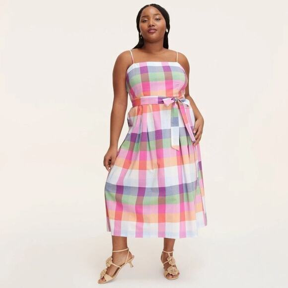 Kate Spade X Target Women's Plaid Tie Waist Midi Dress Multi Color Size Medium - Picture 1 of 6